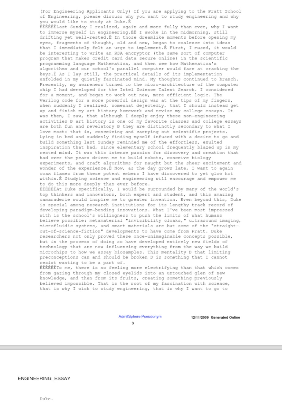 Original Duke essay scan, page 1